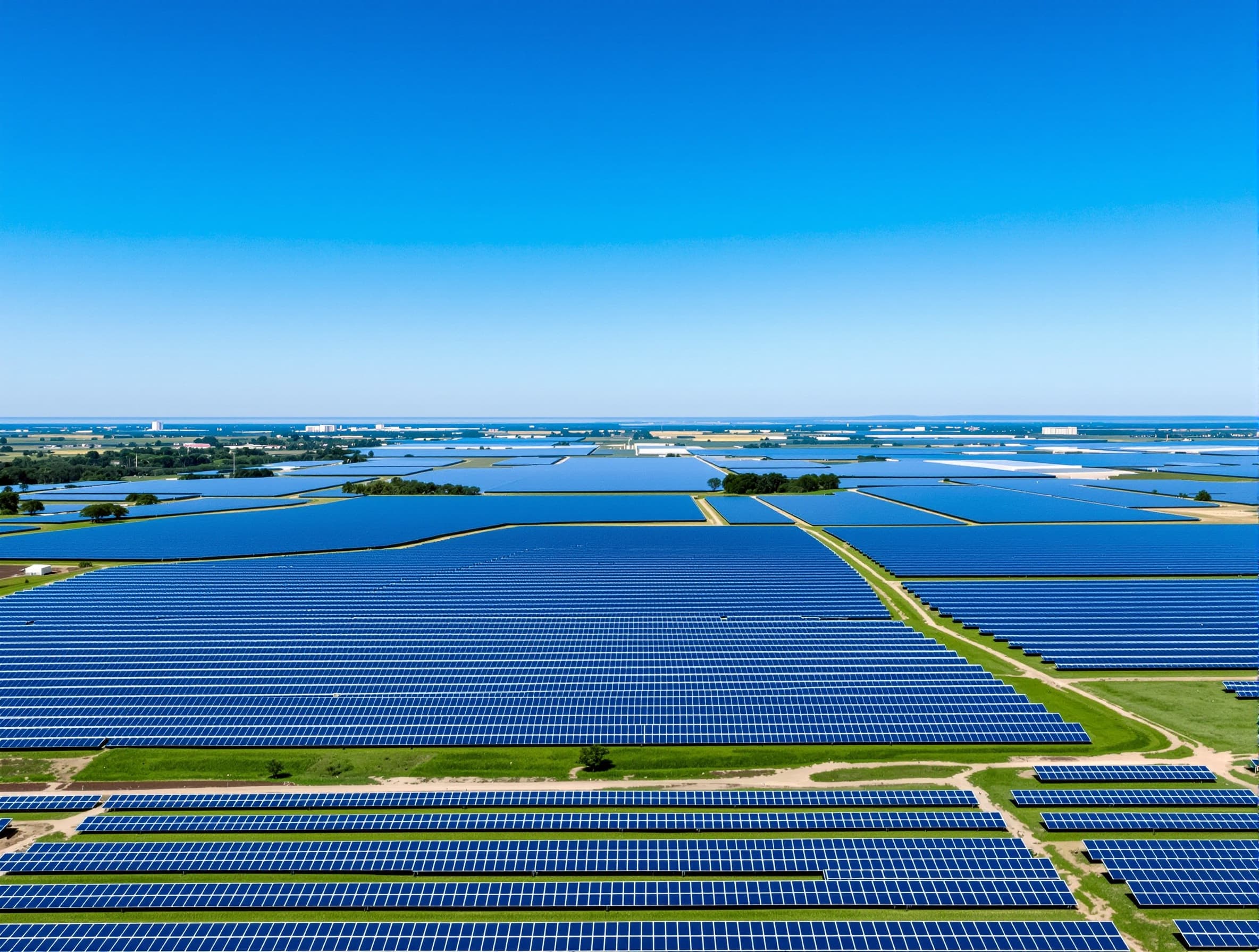 Vista aérea de uma usina solar fotovoltaica da SunClick