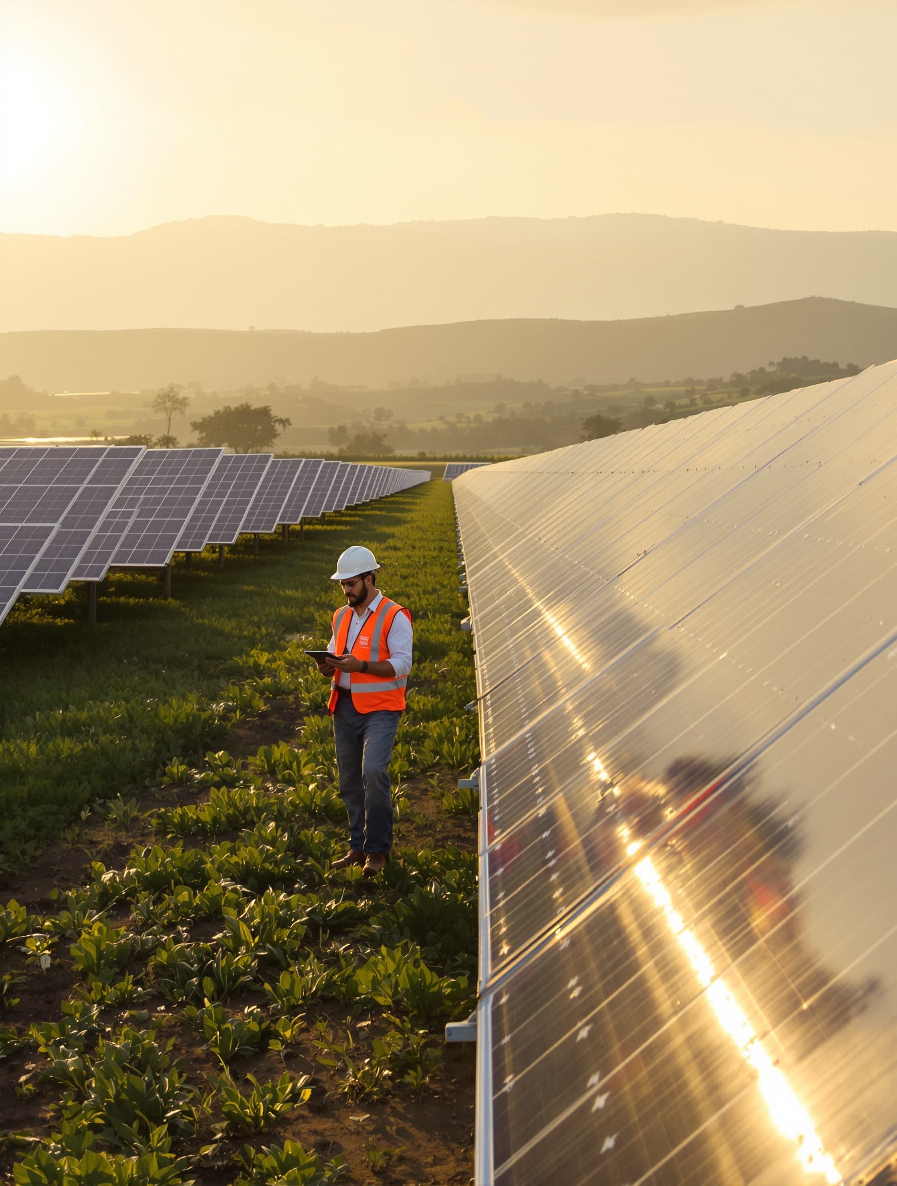 Técnico da SunClick em uma usina solar da empresa